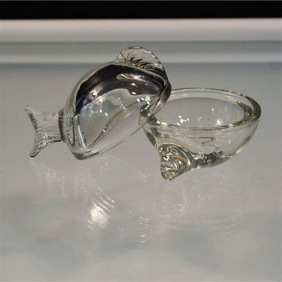 Vintage Anchor Hocking Glass Puffer Fish Trinket Box Ocean Tropical - Picture 4 of 7